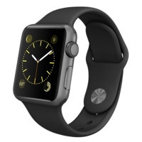 Apple Watch Sport 38mm Space Gray Aluminum with Black Sport Band (130-200mm) (MJ2X2)